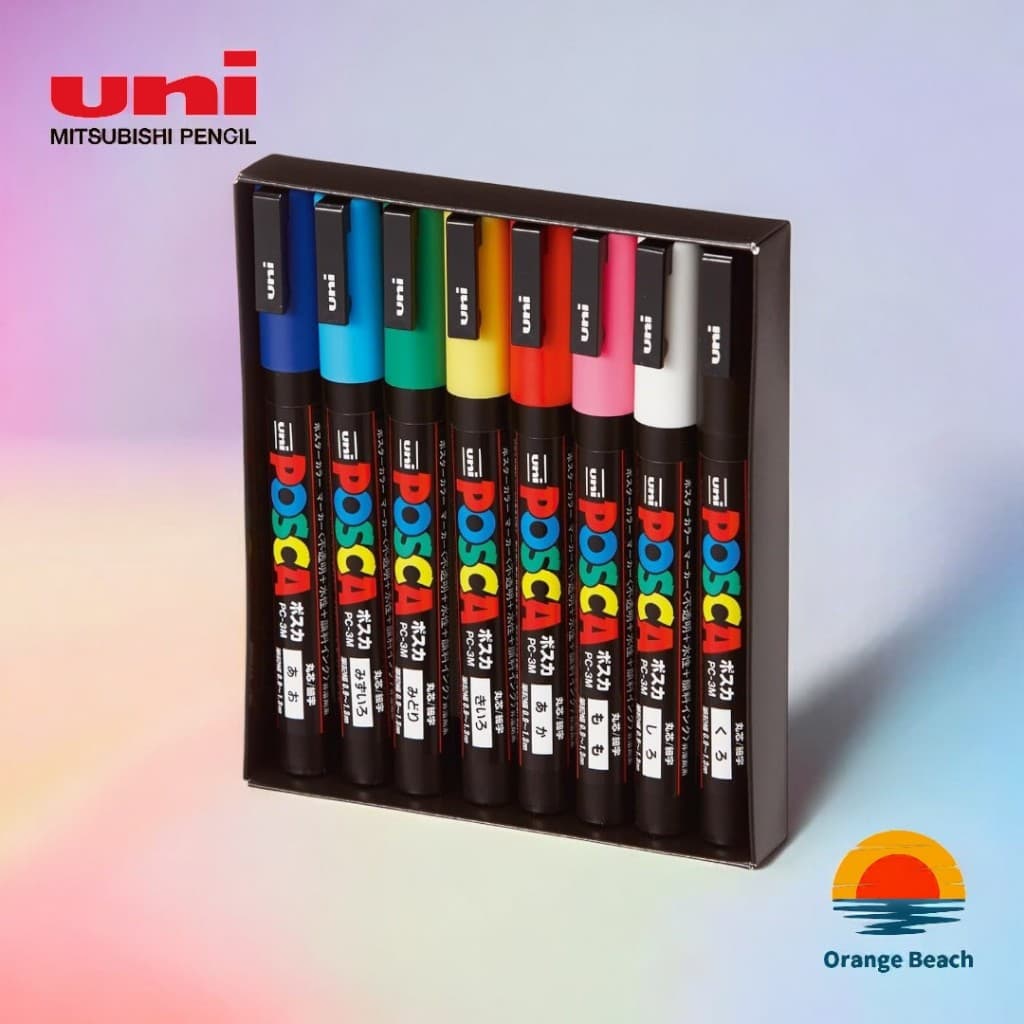 uni POSCA Marcador de Tinta Fino PC-3M/0.9-1.3mm/Conjunto 8-15 Cores/Base Agua/Japao Made