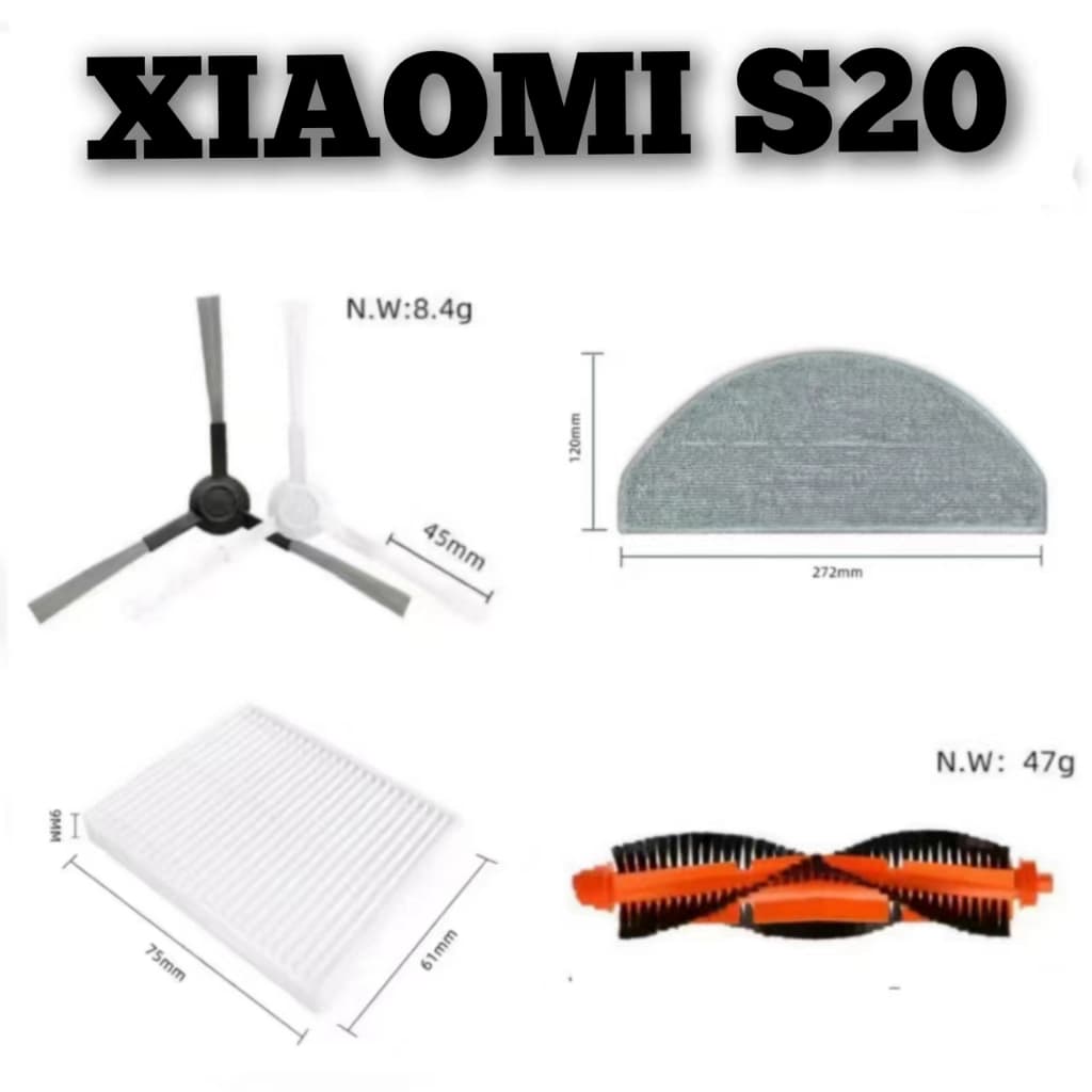 Para Xiaomi Robot Vacuum S20 Robô Aspirador De Pó Acessórios De Limpeza Escova Principal Filtro Lateral Esfregão