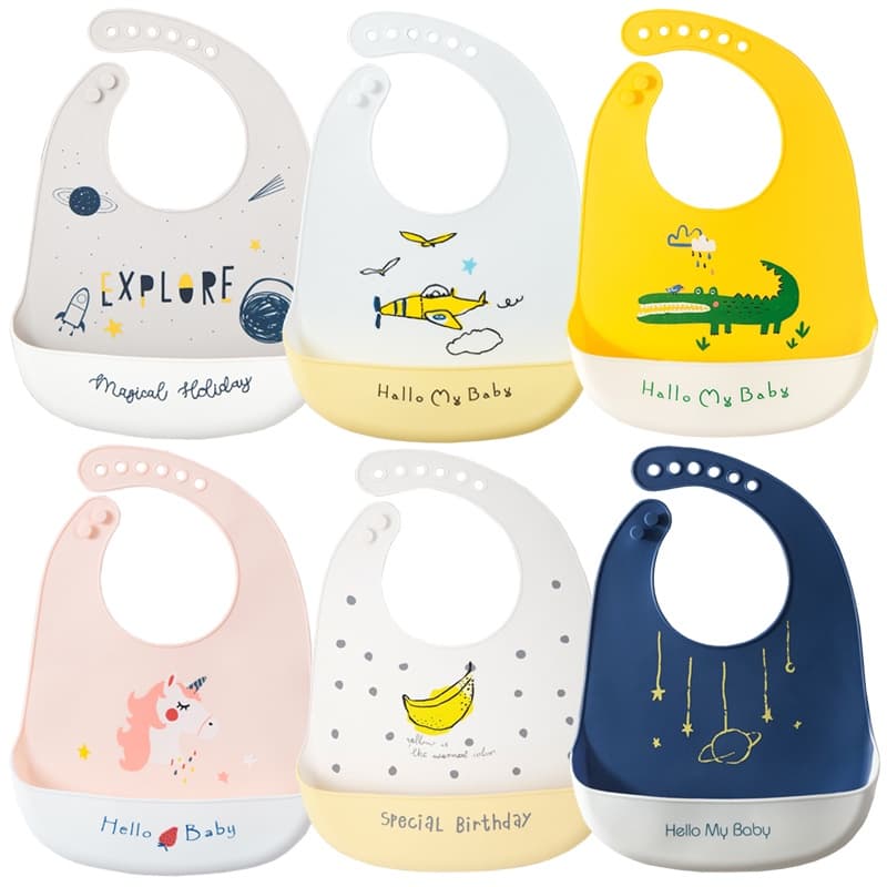 Bebê Meninos Meninas Babadores Ajustáveis À Prova Dwaterproof Água Unicórnio Dinossauro Banana Planeta Dos Desenhos Anim
