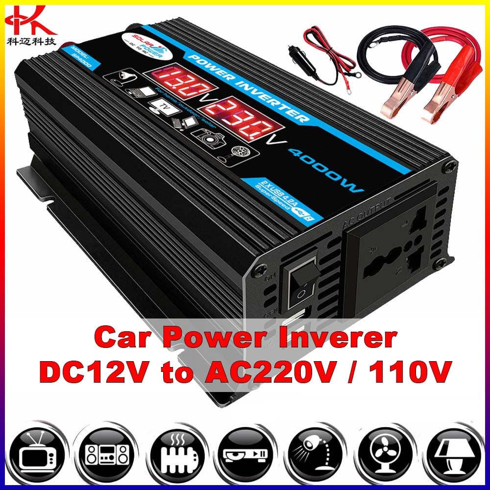 Inversor De Energia 12v A 220v 110v 600W Onda Senoidal Conversor Solar Para Carro Display De Tensão Carga USB