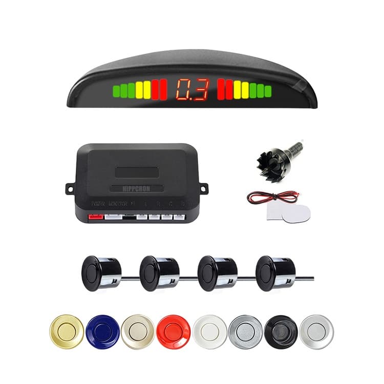 Sensor De Ré Estacionamento Kit Completo 4 Sensores 22mm Com Visor Digital Oito Cores