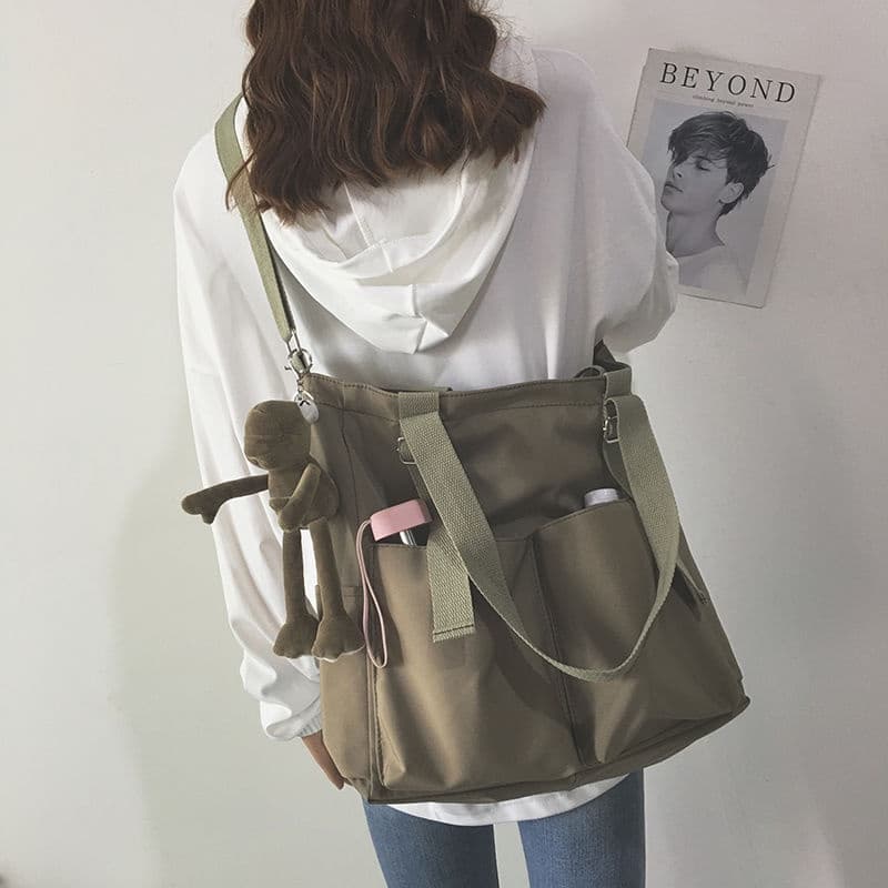 CHENXIAOHONG Bolsa Impermeável Grande Feminina Estilo Japonês Harajuku Ombro Único Lona Escolar Casual