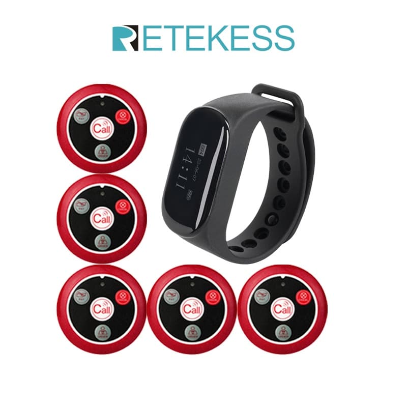 Retekesss TD112 Restaurante Sem Fio Chamando Pager System Watch Receiver Com 5 Botões Usados Para Cozinha De Fábrica