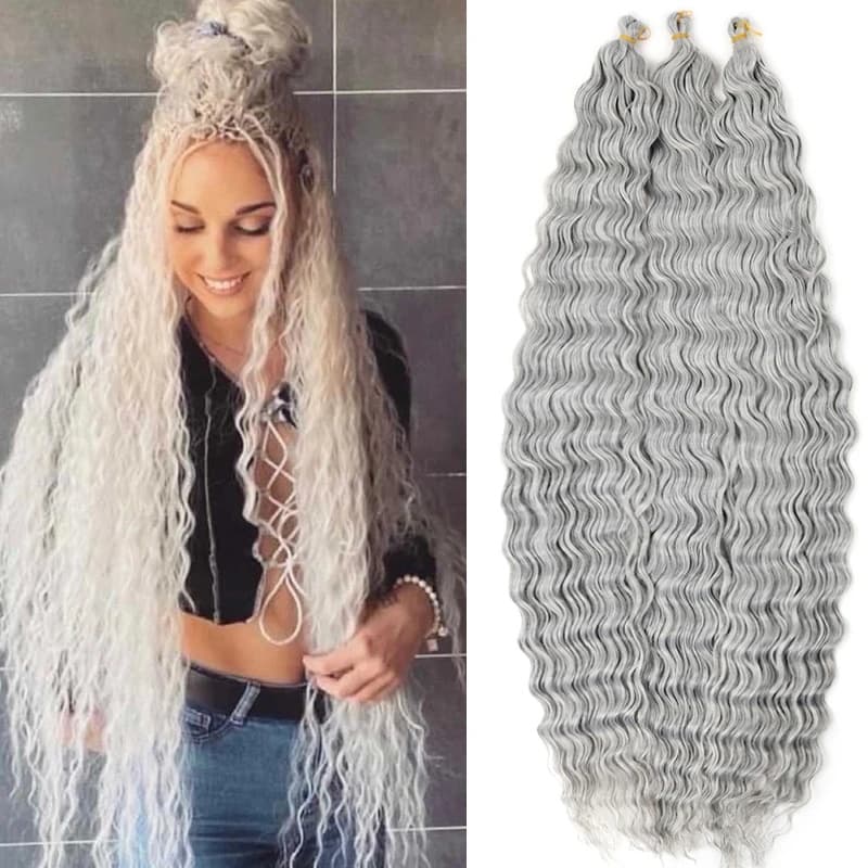 Cabelo Trança Sintético Natural De 30 Polegadas De Onda Longa E Profunda Sintética Com Cachos Afro Ombre Extensões De Trançado Para Mulheres