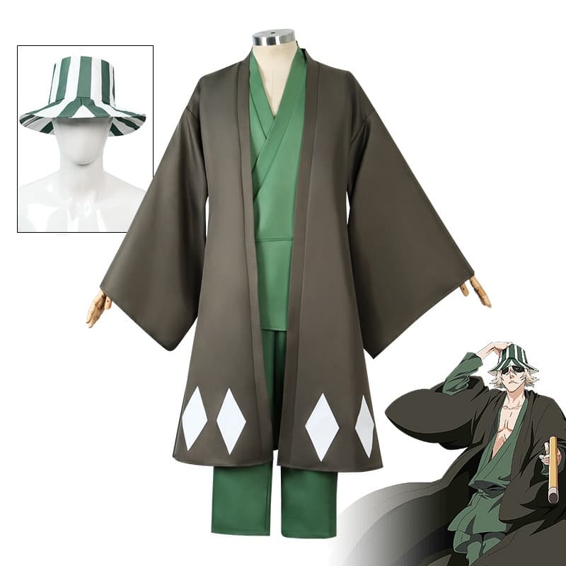 Death Bleach Urahara Hisuke cos traje Chapéu Sapatos e Traje Halloween Reunião Anual cosplay Traje Masculino