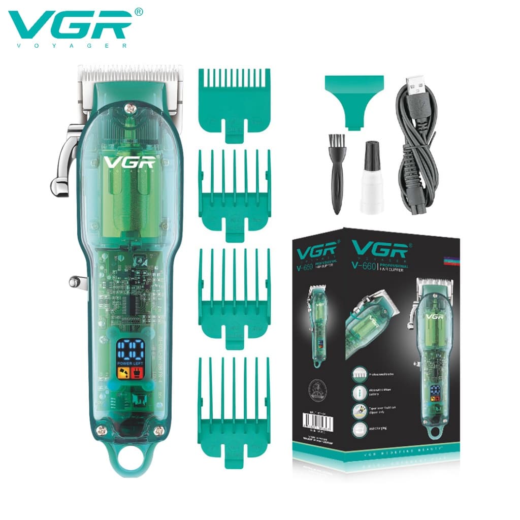 Máquina Aparadora De Cabelo Vgr Profissional De Cortar Aparador De Barba Corte Transparente Para Homem V-660