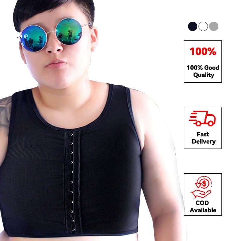 15cm Bandagem Peito Fichário Frente 3 Fileiras Fivela Pasta S-6XL Respirável Colheita Superior Lésbica Colete Shapewear