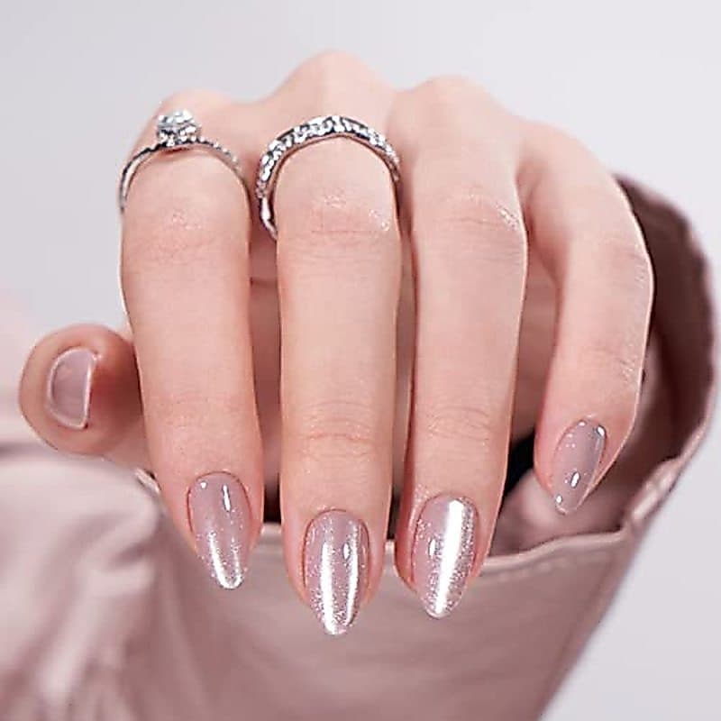 BTArtbox Press On Nails Short-Pink Ombre Almond Com Cola Para Mulheres , De Gel Macia Opaca Nas Unhas Em 16 Tamanhos-Kit