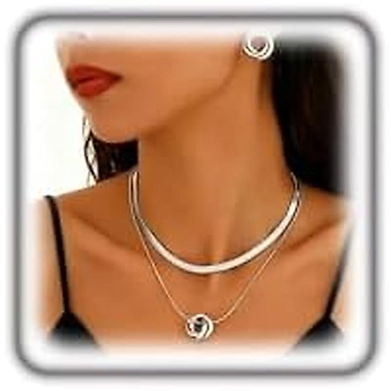 Gargantilha Com Nó Em Camadas De Ouro , Conjunto De Brincos Para Mulheres , Colar De Corrente Espinha De Peixe Empilháve