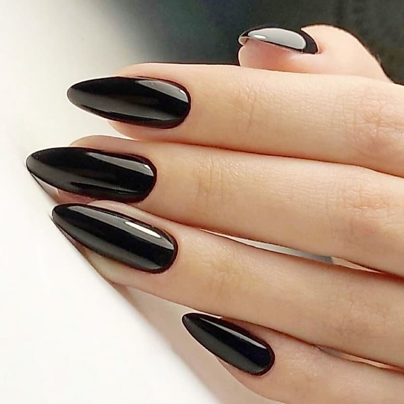 Prensa De Amêndoa Preta Em Unhas , Cor Sólida , Mínima , Destacável , Acabada , Pontas De Falsas , Conjunto Para Namoro