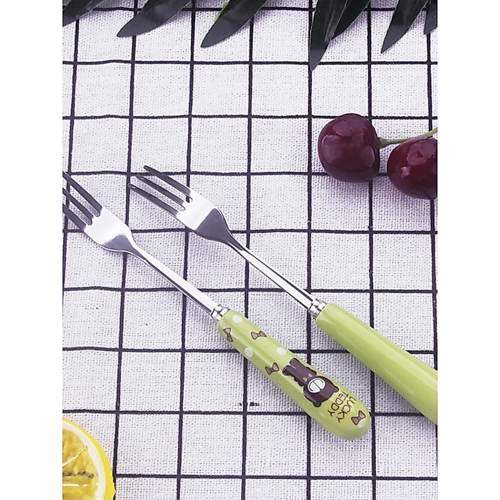 304 aço inoxidável bonito dos desenhos animados portátil picareta de frutas pequeno garfo crianças estilo coreano conjun