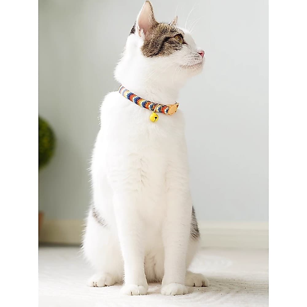 Coleira de gato anti-sufocação anti-estrangulamento fivela de segurança ajustável Pet gatinho colar sino pequenos acessó
