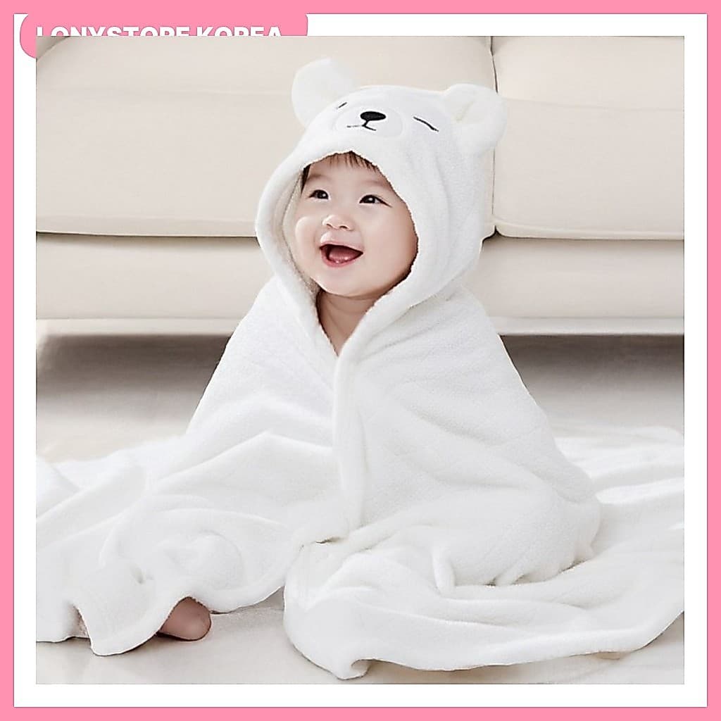 [etram] Toalha De Banho Para Bebê , Vestido , Urso Branco , 1 Peça/Coreana/Adorável Da LONYSTORE