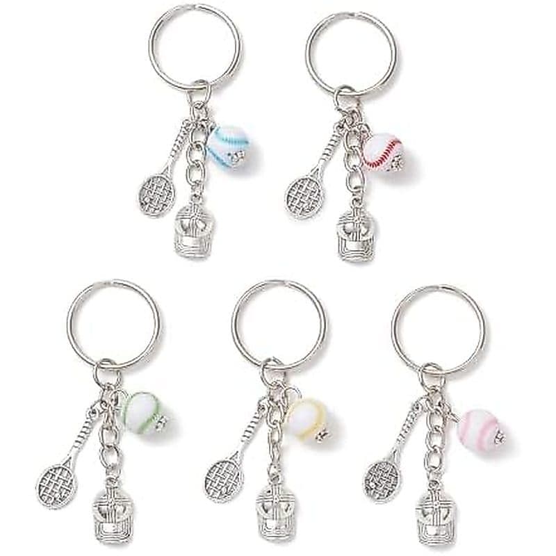 50 Pçs Raquete De Tênis Tibetano Chaveiro Antigo Prata Esporte Chapéu Acrílico Bola Ornamentos Para Bolsas Mochilas Aces