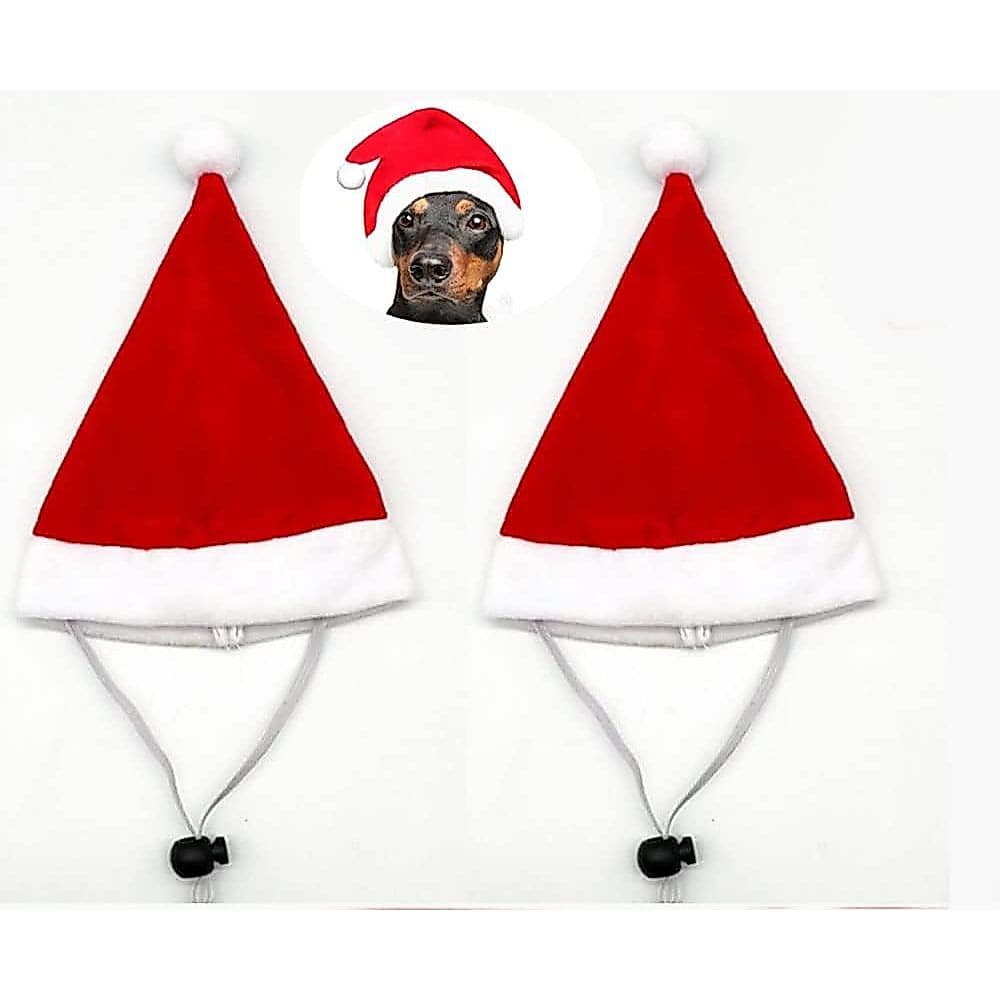 2 Peças de Mini Chapéu de Papai Noel para Cães, Chapéu de Natal para Festa de Natal (Vermelho) F3BP