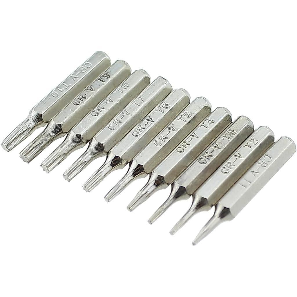 Conjunto de Bits Torx Micro RLECS 10PCS 28mm de Comprimento, Bits Torx T1 T2 T3 T4 T5, T6, T7, T8, T9, T10 para Chave de