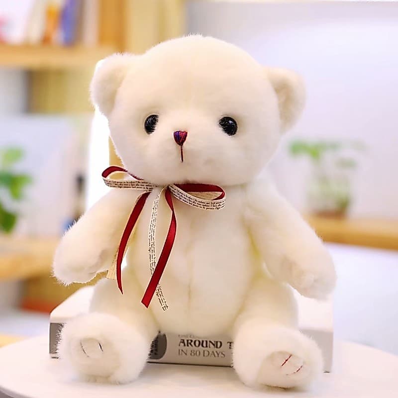 Bonito urso branco boneca boneca urso de pelúcia brinquedo abraço urso Ragdoll crianças feminino presente aniversário