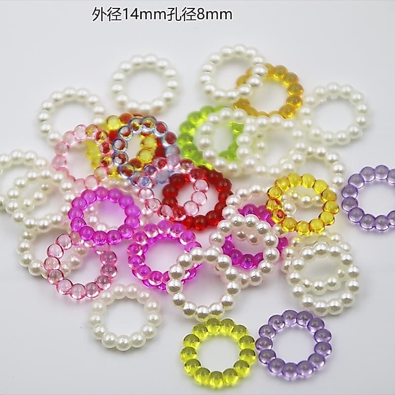 100 peças japonês coreano ins imitação de pérola círculo anel espaçador transparente colorido acrílico diy materiais de