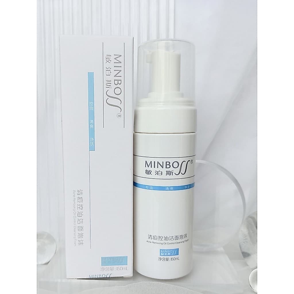 Minbosi produto genuíno acne limpeza controle de óleo espuma de limpeza 150ml calmante refrescante acne mistura oleosa