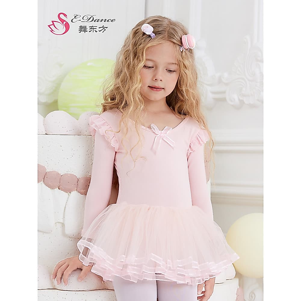 Roupas de dança infantil, roupas de prática para meninas, saia de balé de manga comprida, Pettiskirt, roupas de dança ch