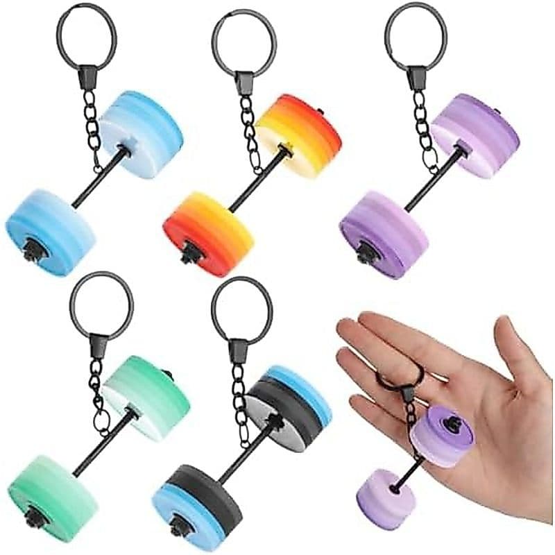 Conjunto De Chaveiro De Levantamento De Peso Removível De 5 Peças , Mini Barra De Plástico De Metal , Porta-Chaves Portá