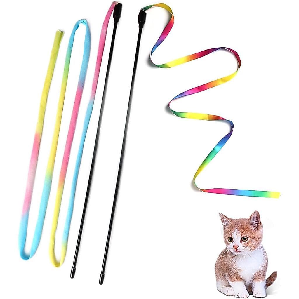 Brinquedos de Varinha para Gatos, Brinquedos Interativos para Gatinhos de Interior, Varinha Colorida com Corda para Exer