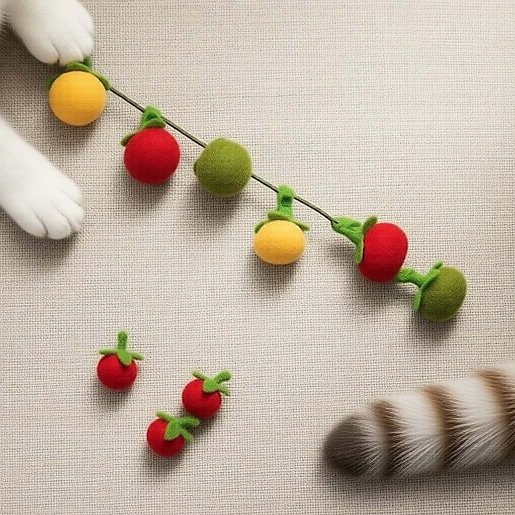 Varinha com Pom Pom, Sino e Bola de Pelúcia para Gatos: Autodivertimento e Removedor de Pelos