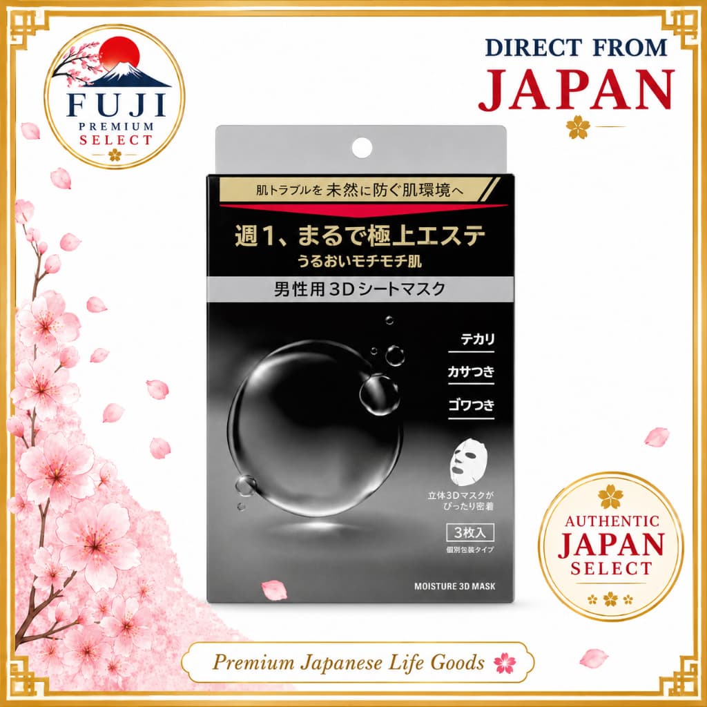 [uno] Máscara Facial Hidratante 3D para Homens 3 Unidades Embaladas Individualmente 【Direto do Japão】