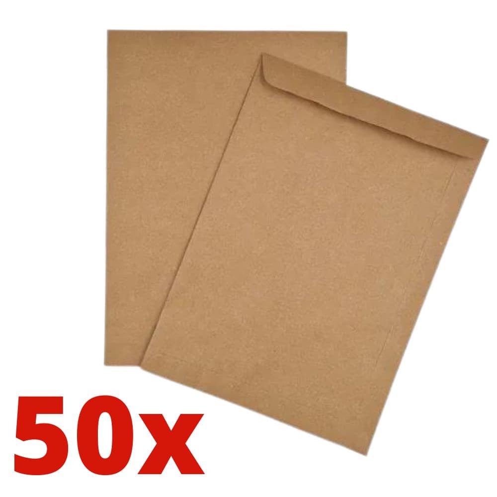 Envelope A4 Kraft Pardo C/ 50 Unidades P/ Documentos 22x32