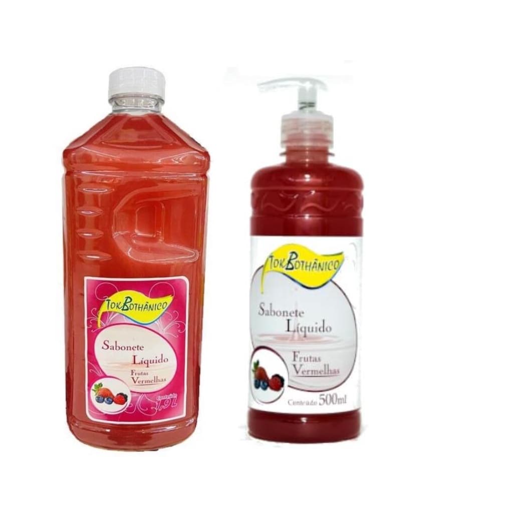 Kit 01 Sabonete Liquido 1,900ml + 01 Sabonete Para Refil 500ml Tok Bothanico Frutas Vermelhas