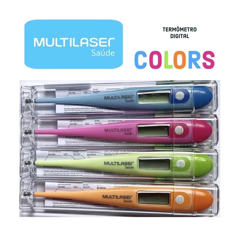 Termômetro digital coloridos Multilaser para medir febre - uso infantil e adulto