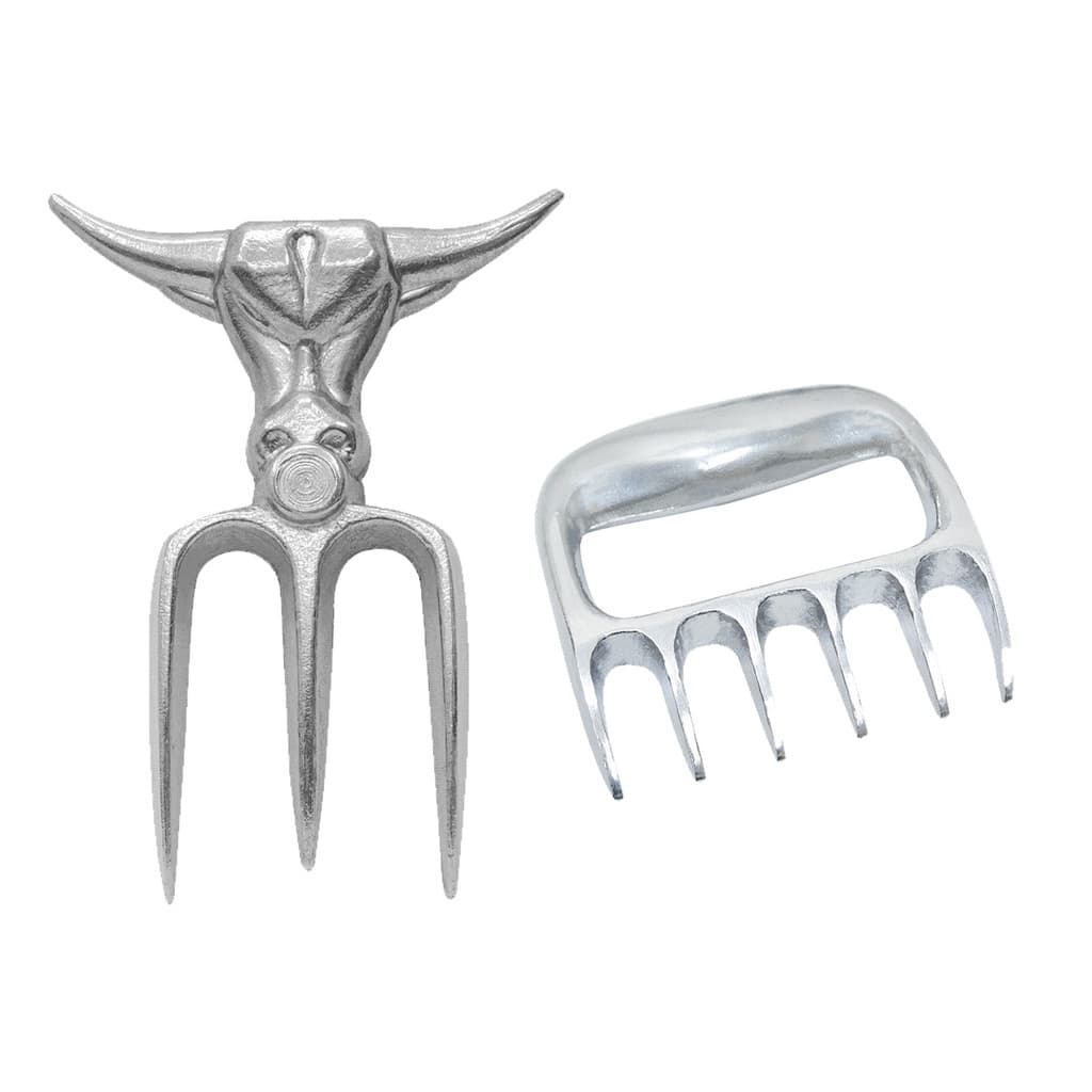 Kit Garra De Urso + Garfo Tridente em Aluminio Batido Churrasco Super Oferta