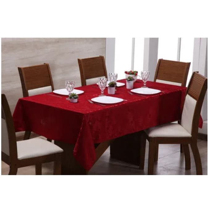 Toalha De Mesa Retangular Jacquard Luxuosa 8 Lugares