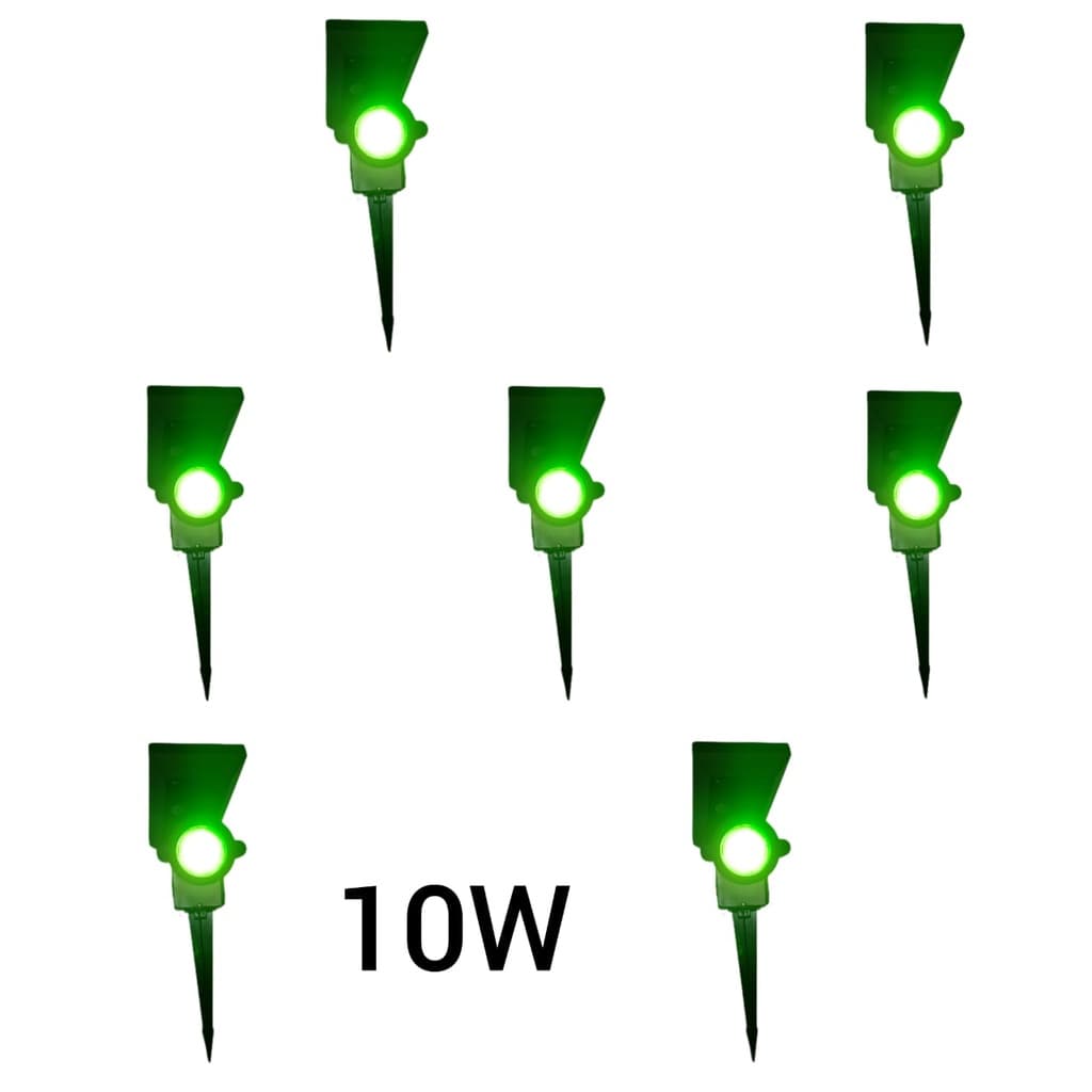 Kit 7 Luminária Solar 10w Jardim Espeto Verde