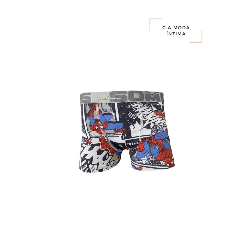 Cueca Boxer Microfibra Infantil C/Forro 100% Algodão Estampas Variadas (UNIDADE)