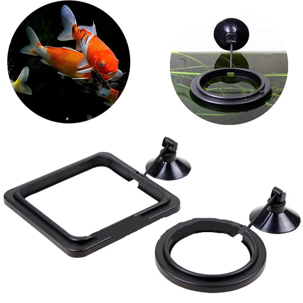 Acessório De Círculo Quadrado Para Tanque De Peixes , Bandeja Flutuante Comida , Copo Alimentador De Aquário , Anel De A