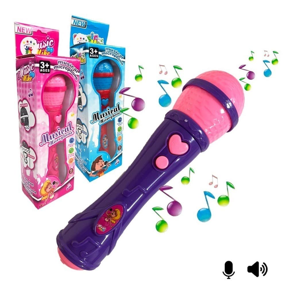 Microfone Infantil Sai a Voz e Musical Brinquedo Cantor Rock
