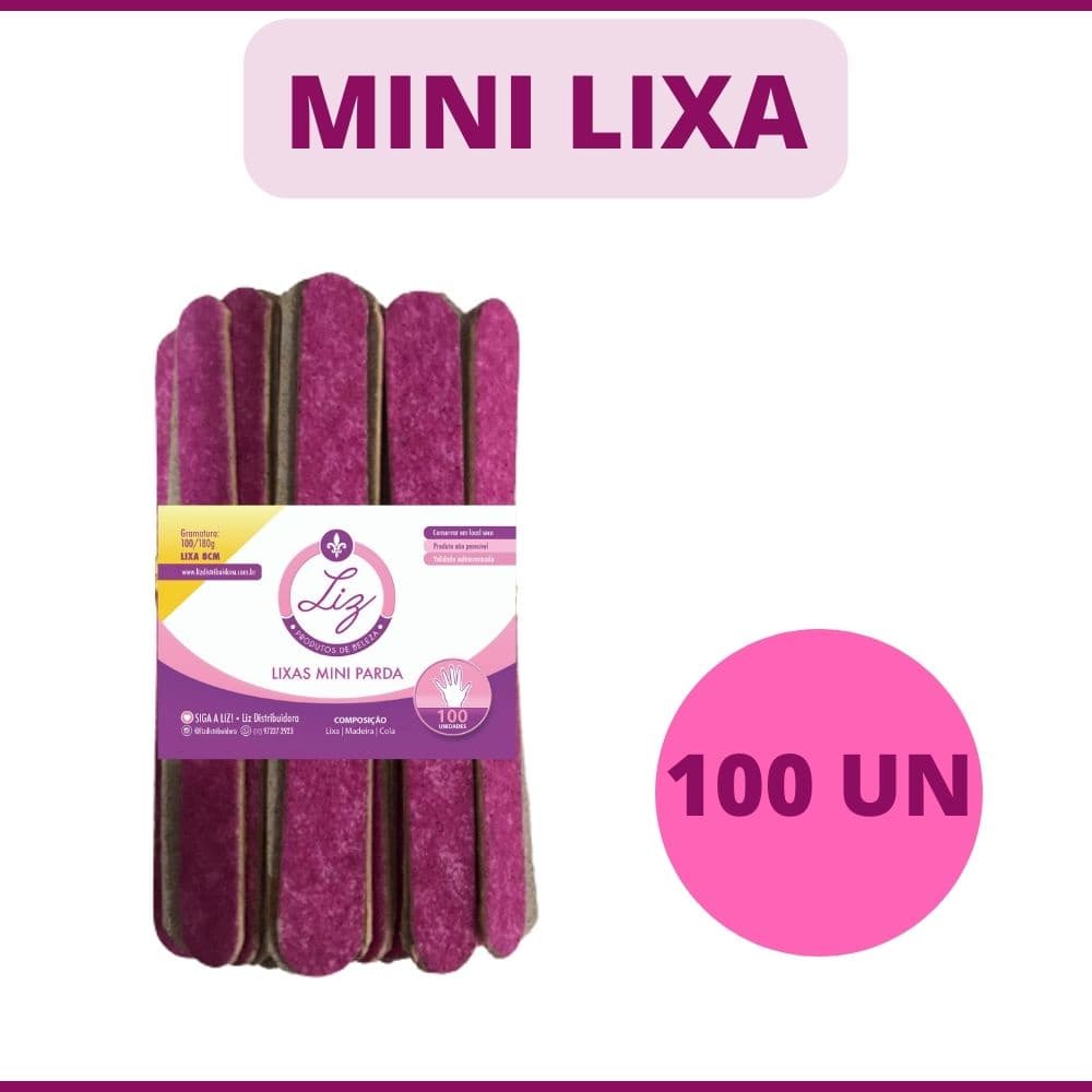 MINI LIXA DE UNHA MANICURE ROSA 100 UNIDADES