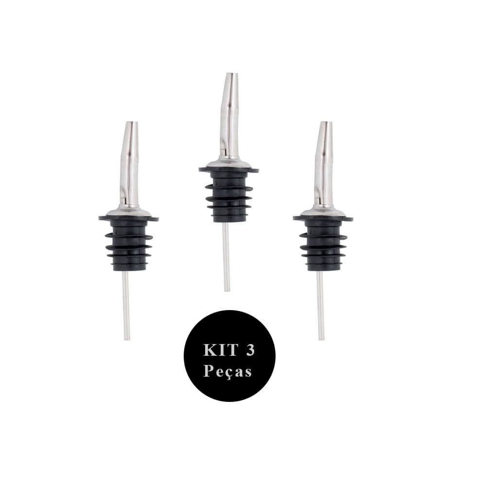 Kit 3 Bicos Dosador Em Inox ideal para Garrafa de Azeite Bebidas Bartender Biqueira fluxo livre