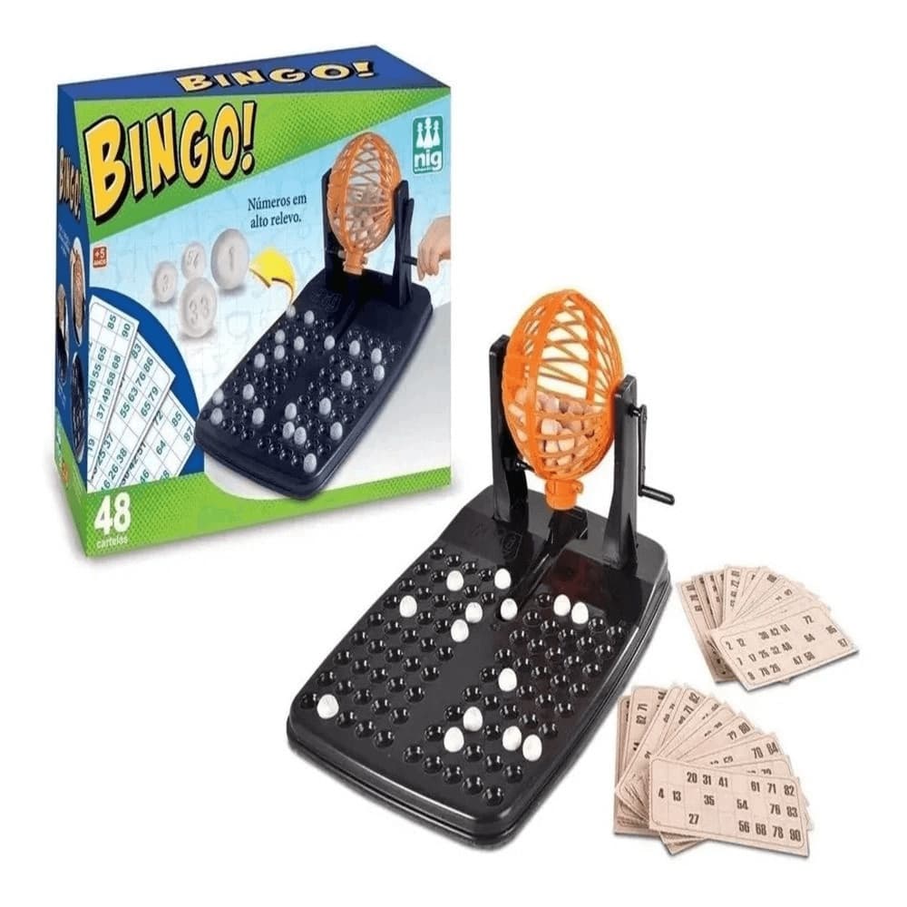 Jogo De Bingo Globo Giratório Com 75 Números + 10 cartelas