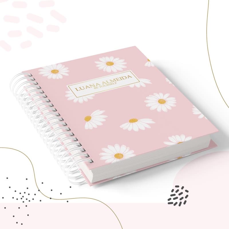 Caderno básico pautado floral personalizado n45