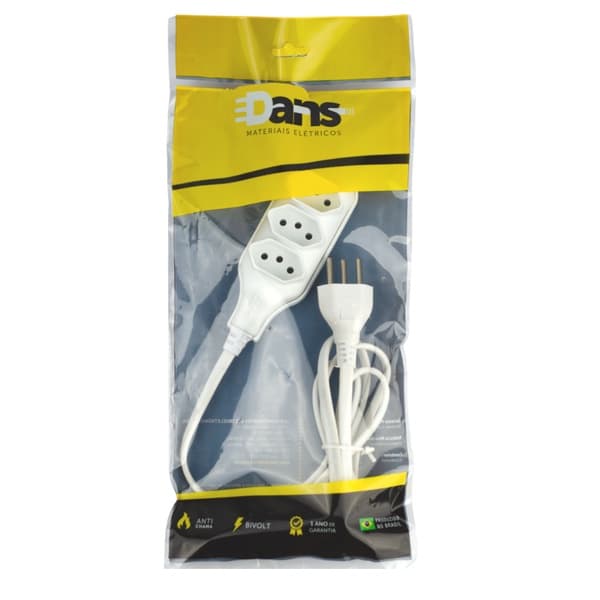 Extensão Elétrica 1,5 Metros Extensão de Energia 3 Tomadas Plug 2P+T