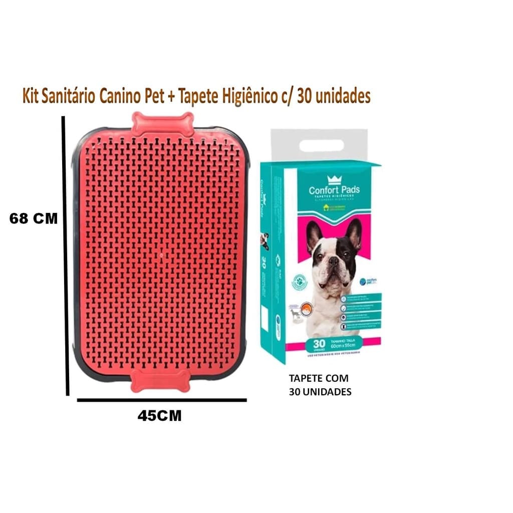 Kit Sanitário Higiênico para Cachorro Pet Educador Canino + Tapete Higiênico para Cães 30 unds 60x55cm Confort