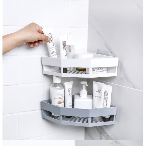 Prateleira Cantoneira Com Adesivo Suporte De Porta Shampoo Uso No Banheiro Parede Plástico Para Casa Cozinha Banheiro Multiuso Triângulo Triângular