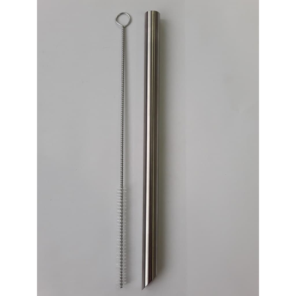 Kit 2 pçs com 1 Canudo de aço inox para bubble tea reto 12,00 mm + 1 escova de limpeza