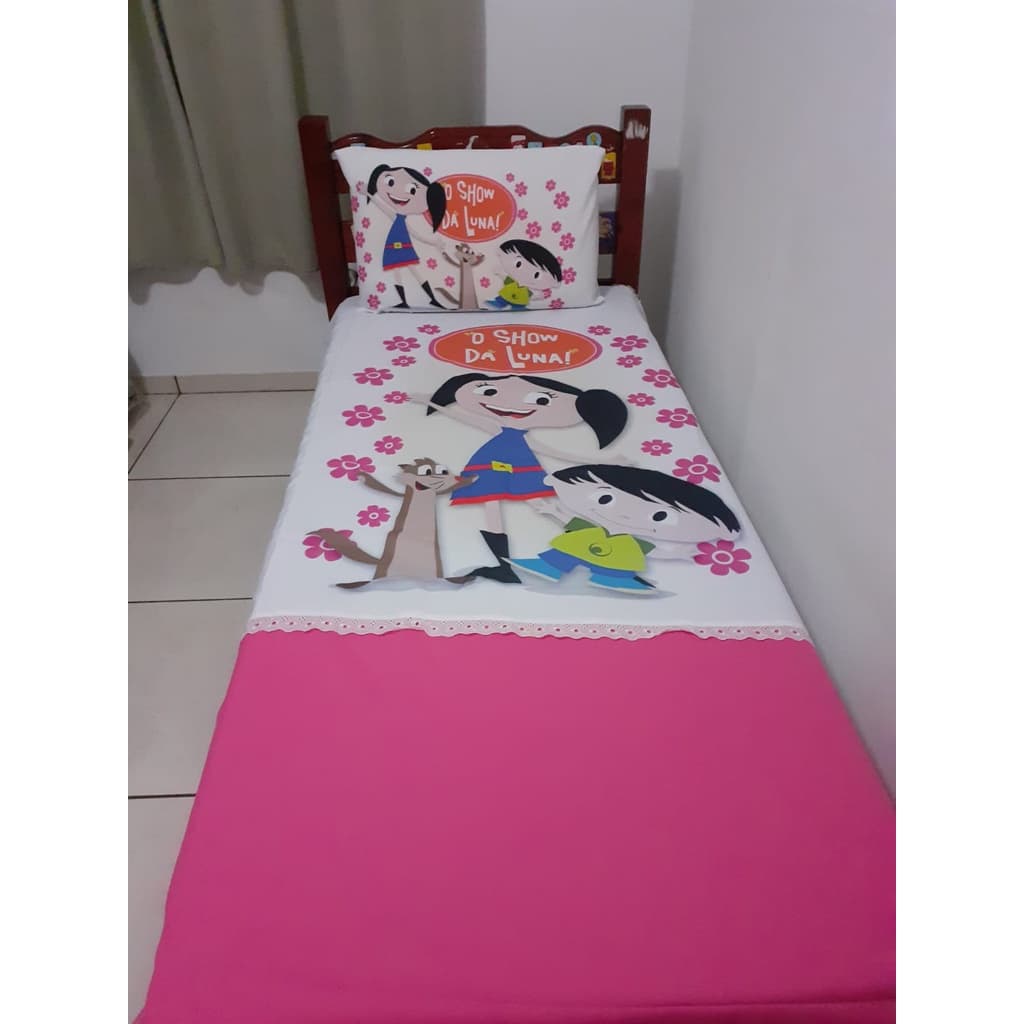 Kit Colcha Infantil Menino ou Menina Solteiro Personagens 3 Peças com Colcha + Porta Travesseiro +Travesseiro Infantil.