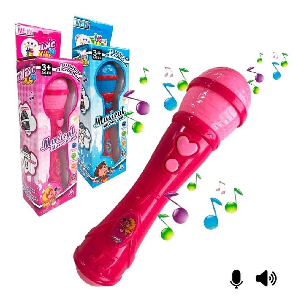 Microfone Infantil Sai a Voz e Musical Brinquedo Cantor Rock