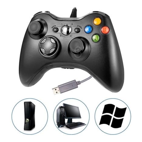 Controle Para Xbox 360 Com Fio Compatível com  Pc / Not 2 Em 1