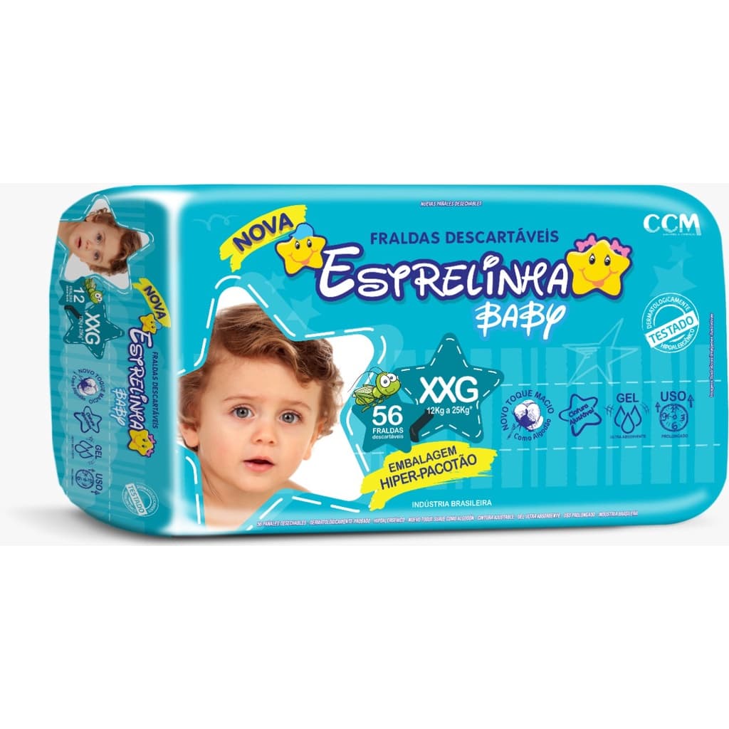 Fralda Estrelinha Baby Hiper XXG 56 Unidades