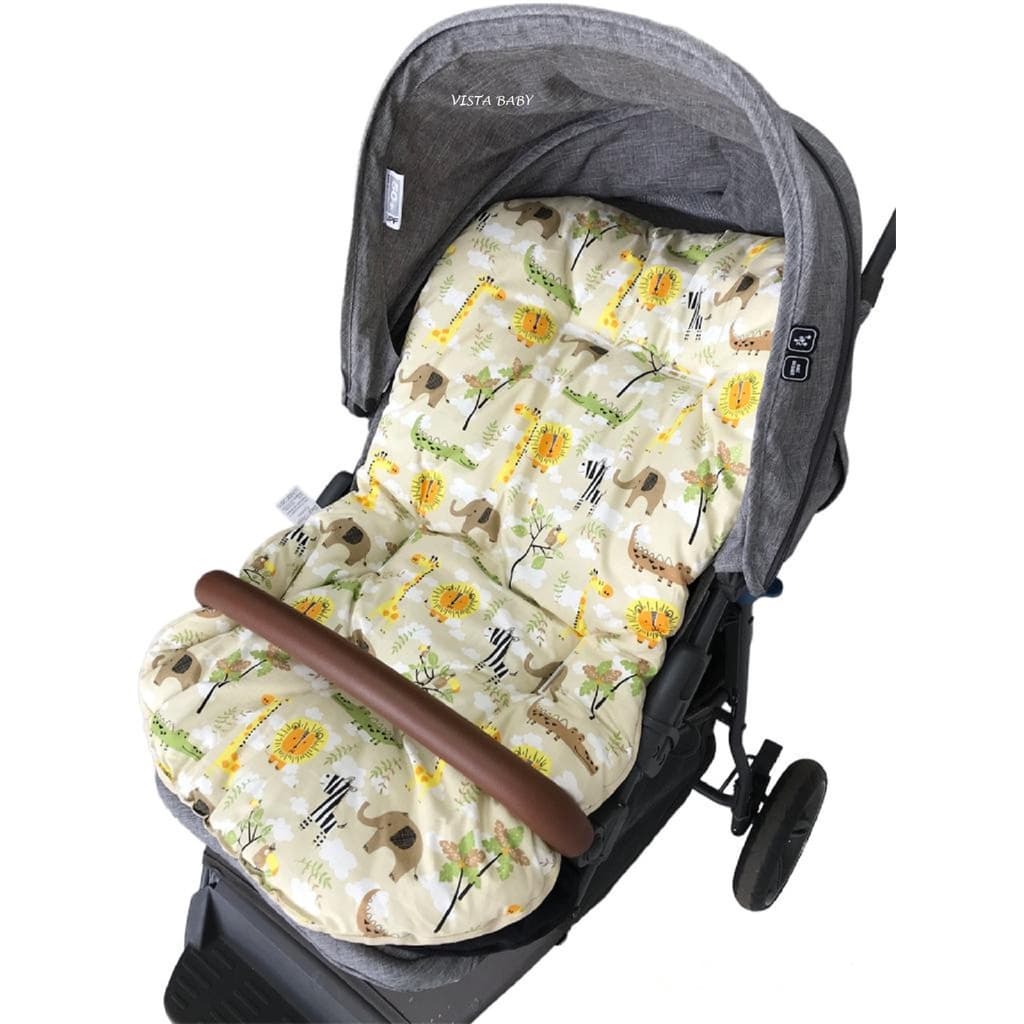 Colchonete/ Capa  para Carrinho De Bebê Dupla Face Macio Safari Bege